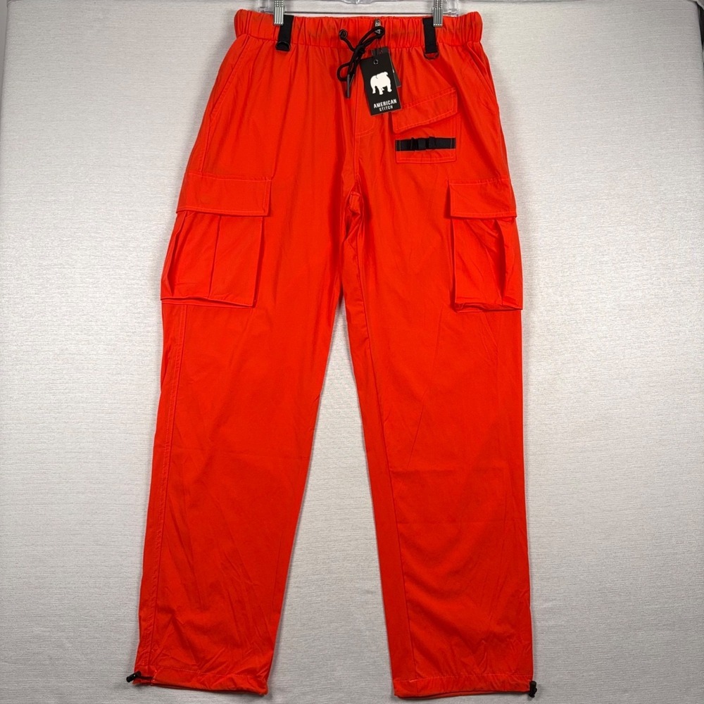 American Stitch Utility Jogger Pants Mens Size XXL Orange Nylon Spandex NEW